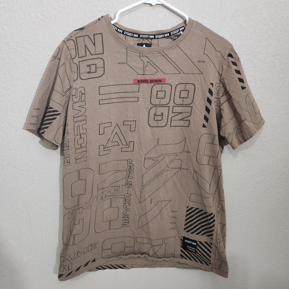 Street808 Graphic Shirt Mens Size Large Graphic Shirt  Tan Black Endless